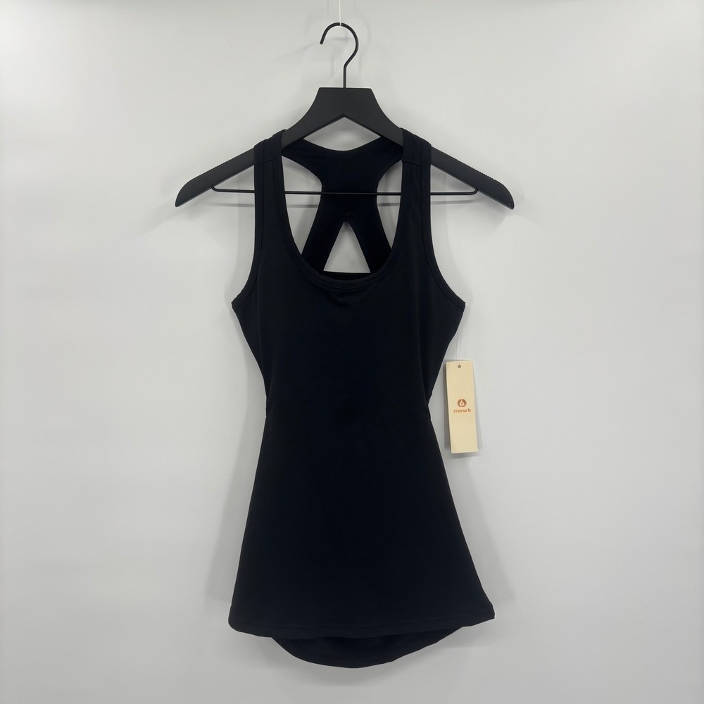 Mono B‎ Black Racerback Tennis Dress Womens Small Built In Bra Sports Minimalist